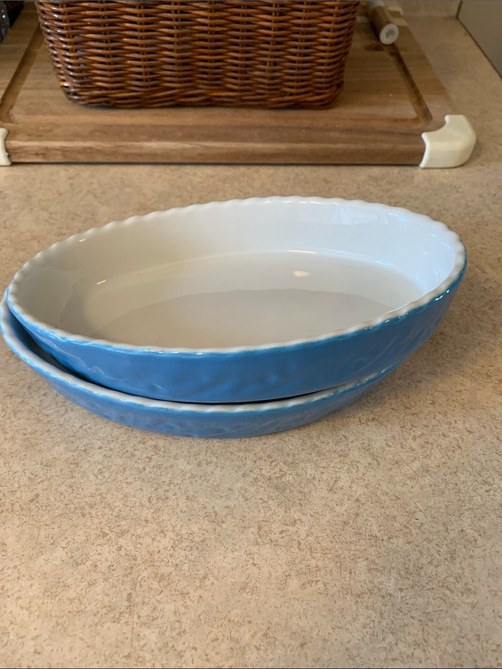 Valentina Stone Bakeware single server-set of two (2) in blue. 
Made in Italy
